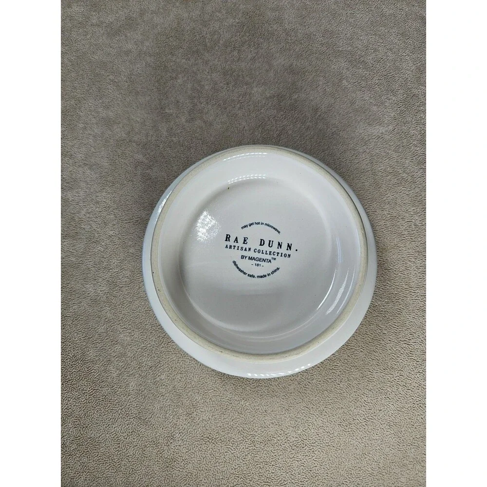 Rae Dunn MEOW White Ceramic Raised Cat Bowl Dish, Single Bowl, Raised Bowl